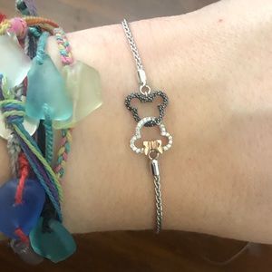 Mickey & Minnie Diamond Bolo Bracelet 1/5 ct tw Sterling Silver/10K Rose Gold